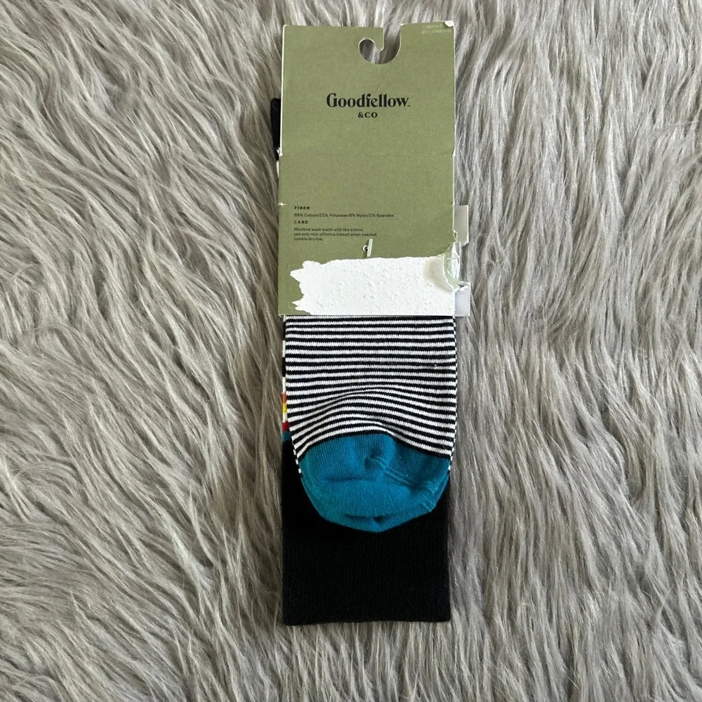 Goodfellow & Co Crew Socks Mens Shoe Size 6-12 Stripe 1 Pair